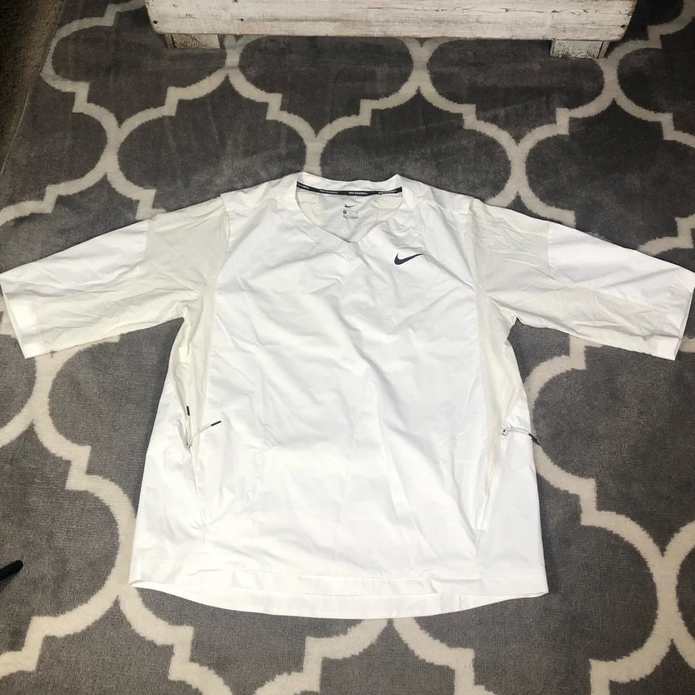 Nike Jacket Mens Size Large Baseball White Hot 897383-100 Pullover 3/4 Sleeve